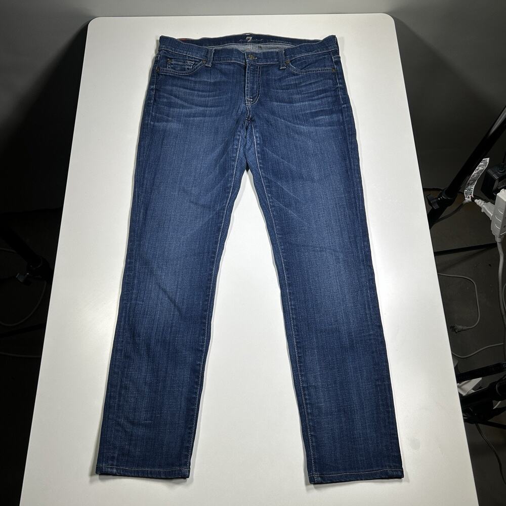 7 For All Mankind Roxanne Jeans Women’s 32x29 Stretch Straight Leg Made In USA